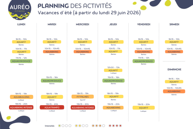 Planning d'été des activités